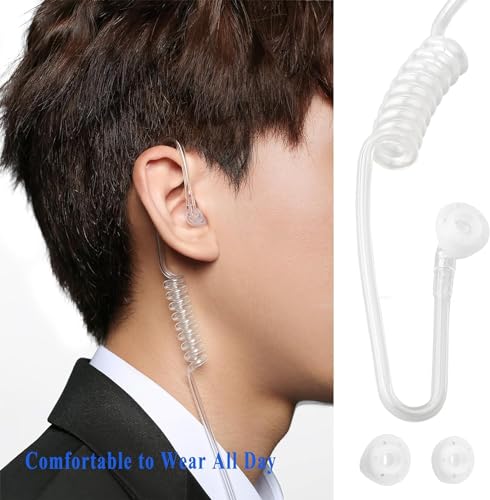 SAMCOM Transparent Clear Air Tube Wire Walkie Talkie Earpiece Headset | Hands-Free Comfortable Surveillance Ear Piece with Mic Microphone 2 Pin K plug for FPCN30A/FPCN10A Radios - size: Clear Tube Earpiece