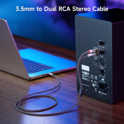 Cable Matters 2-Pack RCA to 3.5mm Audio Cable, RCA to Aux, 3ft | 3.5mm to L/R Cord, Black, Gold-Plated Connectors, Male-to-Male Audio Cable