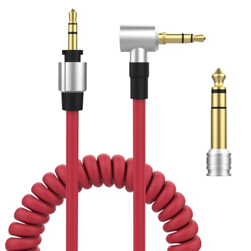 Alitutumao Replacement 3.5mm to 3.5mm & 6.5mm Aux Auxiliary Audio Cable, Headphone Extension Cord Compatible with Monster Beats Solo Pro Detox by Dr Dre Headphones (Red) - color: Red