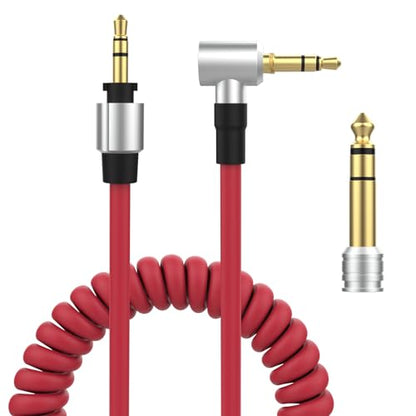 Alitutumao Replacement 3.5mm to 3.5mm & 6.5mm Aux Auxiliary Audio Cable, Headphone Extension Cord Compatible with Monster Beats Solo Pro Detox by Dr Dre Headphones (Red) - color: Red