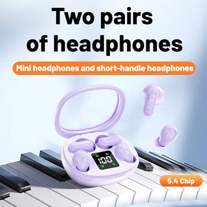 2-in-1 Mini Invisible Sleep Bluetooth Earbuds,Small Wireless Sleep Headphones for Side Sleepers,Bluetooth 5.4 Bass Stereo Sound Over-Ear Earbuds,Bluetooth Earbuds for Laptop/Phones/Sports (purple) - color: Purple