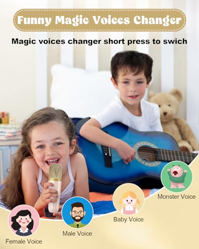 Mini Karaoke Machine with 2 Wireless Microphones Kids Toys | Portable Bluetooth Speaker for Kids Adults Toddler, Christmas Girls Toys for 4 5 6 7 8 9 10 12 Year Old Birthday Gift Ideas - color: Beige