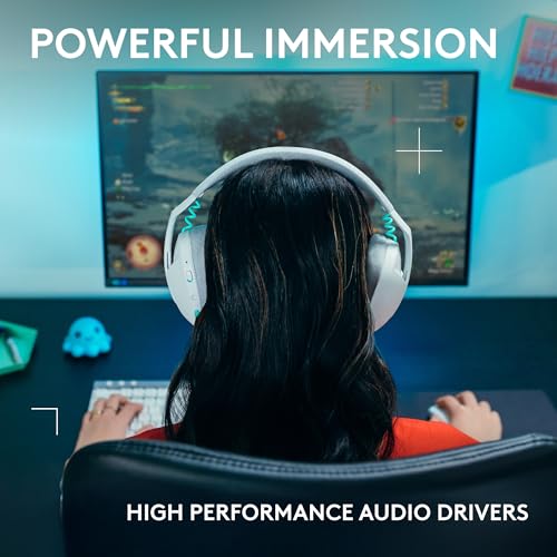 Logitech G321 Lightspeed Wireless Gaming Headset - White | Dynamic Comfort and fit, 16 kHz Boom mic, 20+ hrs Battery, for PC - color: White