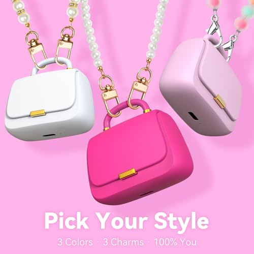 ANCwear Wireless Earbuds with Mini Handbag Case, 22H Playtime, Hot Pink | Bluetooth 5.3, 13mm drivers, touch controls and DIY stickers for music, calls, travel, everyday wear and gifting - color: Hot Pink-Vibrant