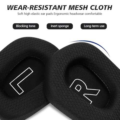 Replacement Earpads for Logitech G733 G535 G335 Lightspeed Wireless Gaming Headset, Ear Pads Cushions with Comfort Noise Isolation Foam (Black) - color: Black