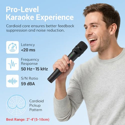 TONOR 2.4G Dual Wireless Microphones, Rechargeable Handheld Mic TW-220