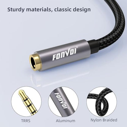 TRRS Headphone,4 Pole 3.5mm Stereo Jack Male to Female Aux Extension Cable,Audio Extension Cable for Headphones/Microphones/Tablets/Computers/PS4 and More (15FT)