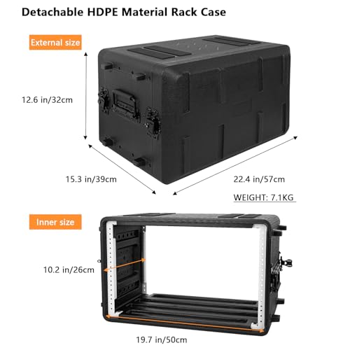 Pro-Audio PA DJ Flight Road Travel Mount - 6U Rack Case, Waterproof Hard Case with Customized Foam, Wireless Mic System Storage/Amp/Effect/Mixer - color: Black, size: 6U 12" Deep