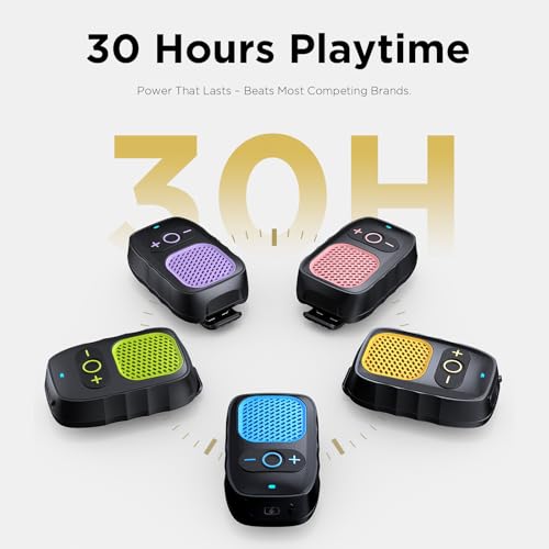 Wearable Bluetooth Speakers, Clip On Wireless Jobsite Speaker - Yellow | 30H playtime, IPX6 Water-Resistant, Portable, Built-in Mic, Hands-Free Calls, Non-Magnet - color: Yellow