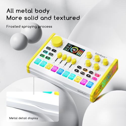 Z10 Live Sound Card, Professional Audio Mixer, Voice Changer & Noise Reduction, Metal Body & Color Screen, 2000mAh Battery, Adjustable Lighting Effects, DJ Mixer for Gaming/Podcasting/Karaoke
