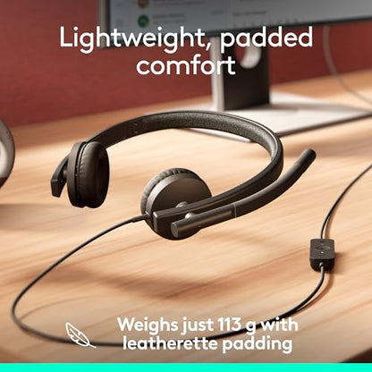 Logitech H570e USB-A Wired Headset with Microphone PC and Mac - Black | For PC and Mac, USB-A wired, inline controls, certified for Microsoft Teams - size: Teams, style: Stereo