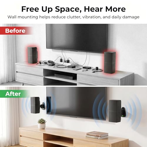 Upgraded 2 Packs Speaker Wall Mount for Bose Speaker Wall Mount Brackets for Bose WB-50, WB-50 Series II, Lifestyle, Soundtouch Series Swivel 80° Tilt 30° Adjustment Black