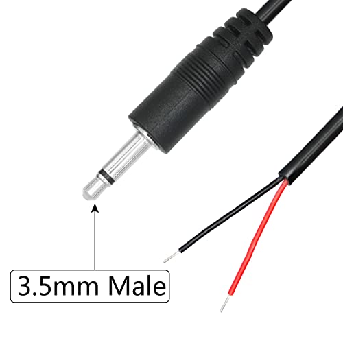 3.5mm Male Plug to 2Pin Bare Wire Open End Cable 3FT, TS 2 Pole 1/8'' | 4Pcs 3.5mm Mono Audio Wire, Auxiliary audio connector jack, for 3.5mm Earphone Microphone DIY Cable Repair - color: 3.5mm Male Plug TS 2 Pole - 1M/3FT