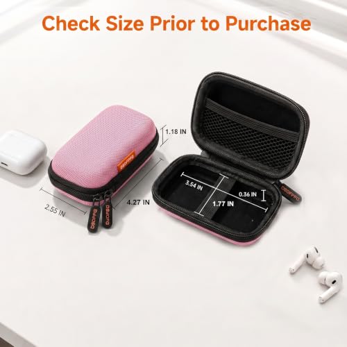 Pink Mini Hard Earbud Case, Small Portable Rectangle Carrying Case Pouch | Small Hard Case for Apple Airpods, Earpods, Samsung Galaxy Buds, Earbuds, Earplugs, In Ear Monitor, USB Cable, Flash Drive - color: Pink