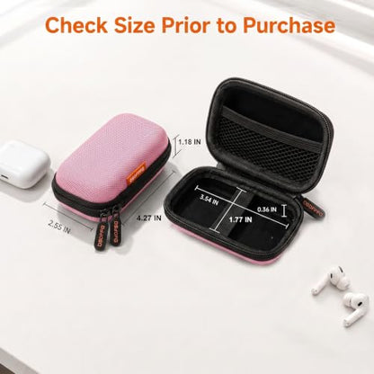 Pink Mini Hard Earbud Case, Small Portable Rectangle Carrying Case Pouch | Small Hard Case for Apple Airpods, Earpods, Samsung Galaxy Buds, Earbuds, Earplugs, In Ear Monitor, USB Cable, Flash Drive - color: Pink