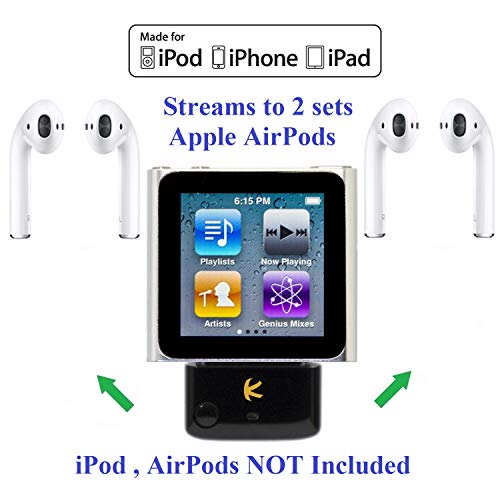 i10_Pro (Black) : Bluetooth Transmitter Splitter with aptX/Low-Latency aptX/FastStream/SBC codecs, Compatible with 30-pin iPod,iPhone,iPad. Compatible with AirPods. Compatible with Bose, etc.