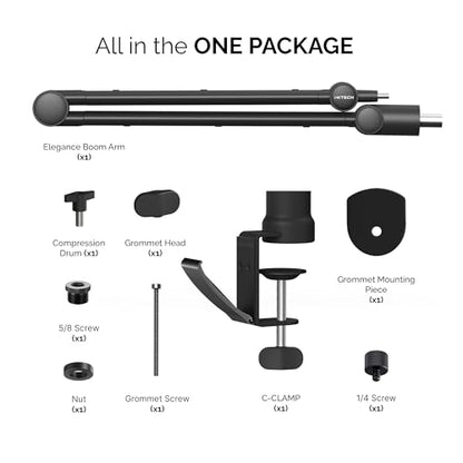 IXTECH Microphone Boom Arm with Desk Mount, 360° Rotatable, Adjustable and Foldable Scissor Mounting for Podcast, Video Gaming, Radio and Studio Audio, Sturdy and Universal - Elegance Model - color: ELEGANCE