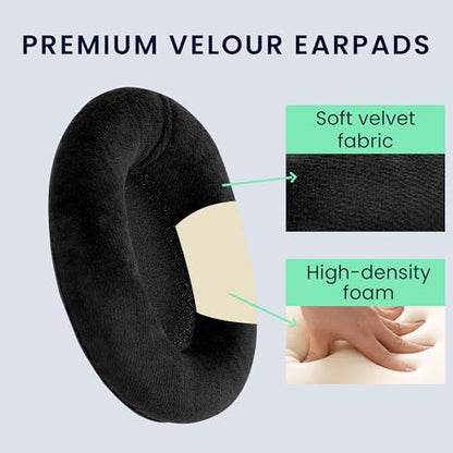 kwmobile 2X Velour Headphone EarpPads for Sennheiser HD 559/569 / 599 Replacement Ear Pads - Headphone Ear Covers - Black