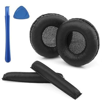 Replacement Ear Pads and Headband Cushion for Sennheiser PX80/PX100/PX100II/PX200/PX200II/PXC300/PMX200/PXC150/PXC250/PXC250II, Protein Leather and Memory Foam Headphone Pads Replacement(Black)