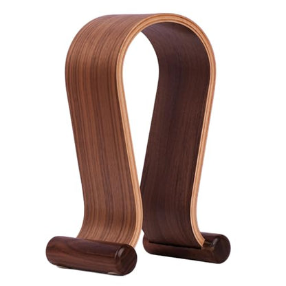 Wood Headphone Stand for Desk - Headset Holder Cute Gaming Wooden Headphones Hanger Hook Rack Base Storage Head Phone Accessories - color: Walnut