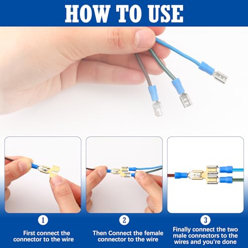Tandefio 25 Pcs Double Piggyback Spade Connector Quick Disconnect Adapter