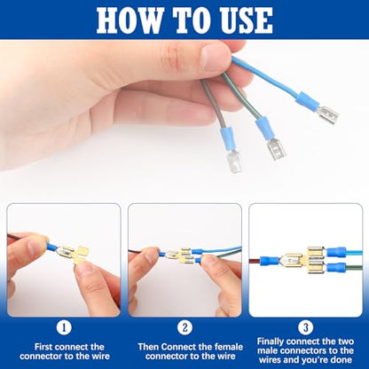 Tandefio 25 Pcs Double Piggyback Spade Connector Quick Disconnect Adapter