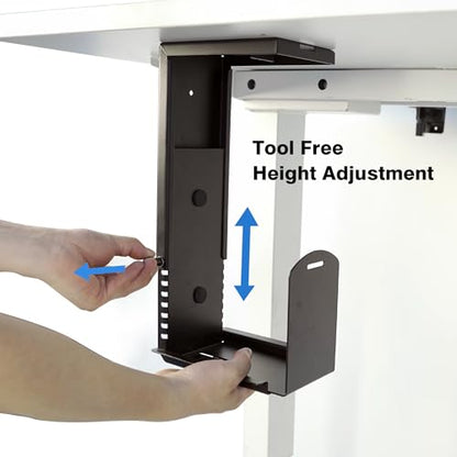 Universal Wall or Under Desk CPU Mount, Small PC/NAS Bracket – 4.5 to 9.2 inch Wide Computer Holder, Space-Saving Design with Safety Lock,Max Load 32Lbs