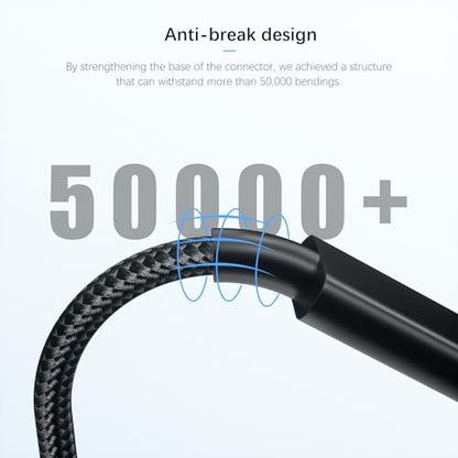 USB Type-C (Male) - Type-C (Male) OTG Braided Adapter Cable, 180° Flexible, Anti-Break Design, Compatible with DAC Digital Music Headphone Amplifier, for KA5 KA3 DC06 UA2 W1,1 pcs
