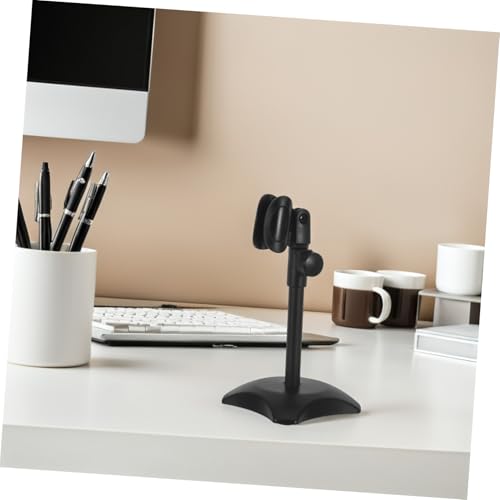 Alasum Microphone Base Stand with Mic Heavy-duty and Desktop Adjustable round Iron, Abs Material Holder Compatible with Heavyweight Handheld Microphones for Tabletop Interviews