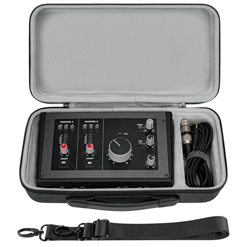 GEEKRIA Audio Interface Carrying Case, Hard Shell Travel Bag Compatible with Solid State Logic SSL 2 MKII/SSL 2 Plus MKII (Dark Gray)
