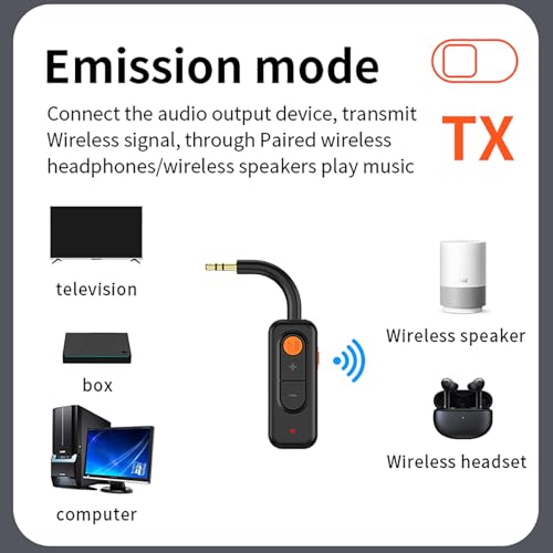 Bluetooth 5.4 Audio Transmitter Receiver with Low Latency,3.5MM AUX Bluetooth Car Adapter with Built-in Microphone for Hands-Free Calls,Wireless Audio Receiver for Home Stereo/Wired Speaker