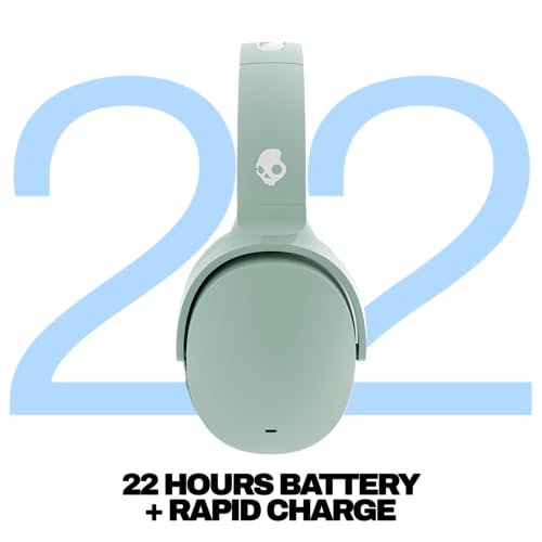 Skullcandy Hesh ANC Noise Cancelling Wireless Headphones - Preppy Sage | Bluetooth, Noise Cancellation, Over-Ear Fit, 22 Hours Battery, Foldable, Lightweight Design, Microphone, Studying, Travel - color: Preppy Sage