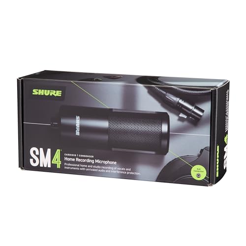 Shure SM4-K Studio Condenser Microphone – XLR Mic for Home Studio Recording, Vocals & Instruments with Mix-Ready Sound & All-Metal Construction, Black | Vocals and Instruments with Mix-Ready Sound and All-Metal Construction, Black - size: 3.20, style: SM4