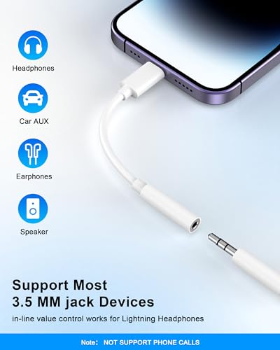 [Apple MFi Certified] 10 Pack Lightning to 3.5 mm Headphone Jack Adapter, iPhone Aux Adapter Converter Dongle Audio Cable Compatible with iPhone 14 13 12 11 X XS 8 7 | 3.5 MM Headphone Jack Adapter Converter Dongle Audio Cable for Apple iPhone 14 13 12 11