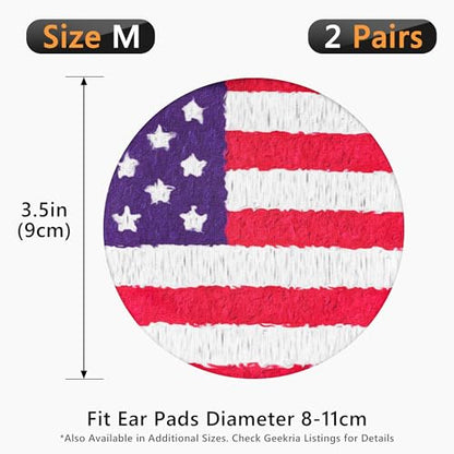 Geekria 2 Pairs Flex Fabric Headphones Ear Covers - Product Safety Certified - Washable & Stretchable Earcup Protectors for Over-Ear Headsets, Sweat Pads for Gym (M/America Flag Pattern) - color: America Flag