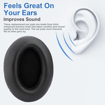 HD380 Ear Pads Headband Replacement Ear Cushions Compatible with Sennheiser HD380 Pro HD380 G4ME One PXC450 PC350 Headphones, Protein Leather Earmuffs Noise Isolation Memory Foam Earpads Cover - Black