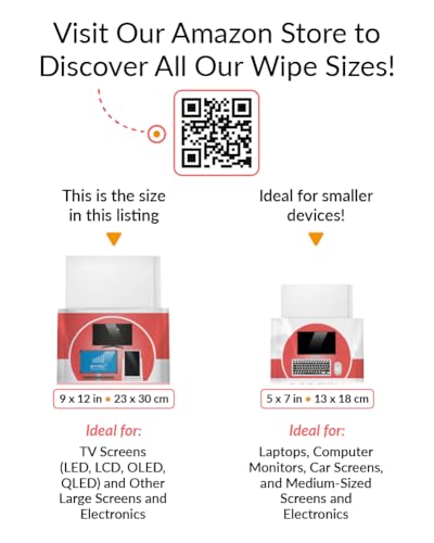 iCloth XL Wipe - 9x12 Inch Electronics Cleaning Wipe, 70% Isopropyl Alcohol, Individually Sealed - Streak-Free, Lint-Free, Restores Optical Clarity - TV, Monitor, Laptop (24 Wipes) - size: 1 Count (Pack of 24)