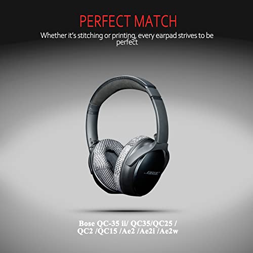 Professional Bose Headphones Replacement Ear Pads, Fits Bose QuietComfort 35 ii/QC35/QC25/QC2/QC15/Ae2/Ae2i/Ae2w/SoundTrue & SoundLink(Over-Ear) by Krone Kalpasmos– Black Scrims - color: Black