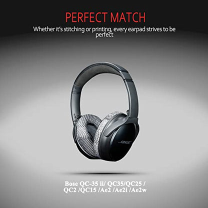 Professional Bose Headphones Replacement Ear Pads, Fits Bose QuietComfort 35 ii/QC35/QC25/QC2/QC15/Ae2/Ae2i/Ae2w/SoundTrue & SoundLink(Over-Ear) by Krone Kalpasmos– Black Scrims - color: Black