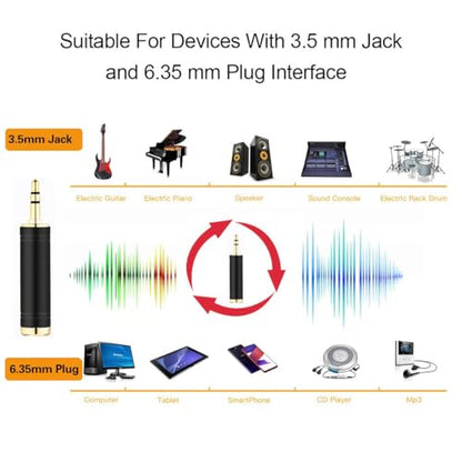 Tisino 1/4" Female to 1/8" Male Stereo Headphone Adapter, Black, 1 Pack | 1/4" to 3.5mm Audio Jack Adapter Aux Converter for Amp/Mixer/Keyboard, Gold-Plated TRS Mini Jack Stereo Plug - size: Adapter 1PCS