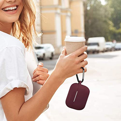 Lerobo for AirPods Pro 2 Case with Keychain, Burgundy | Silicone Protective Cover Compatible with Apple AirPod Pro 2nd/1st Case for Women Men, Scratchproof, Shockproof, Dustproof - color: Burgundy