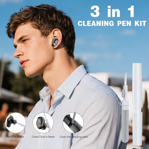 for Skullcandy Method 360 ANC Case Cover, Soft Silicone Protective Earbuds Case, Only Compatible with Skullcandy Method 360 ANC with Cleaner Kit Accessories Set(Off-White) - color: Off-White