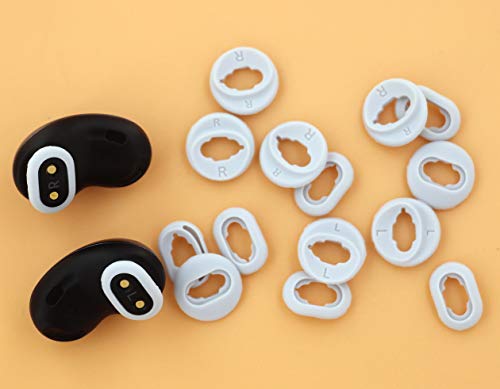 Galaxy Buds Live Adapter Tips Eartips Earbuds, 8 Pairs Replacement S/L 2 Size Silicone Rubber Ear Tips Buds Wing Tips Fit in Case Compatible with Samsung Galaxy Buds Live - White