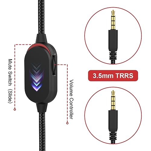 AW920H Detachable Gaming Headset Cable Compatible with Alienware AW720H AW310H AW510H 988 Alienware Dell Gaming Headset,Nylon Braided Wire with Inline Mute Switch and Volume Controller(5.5ft) - color: Black