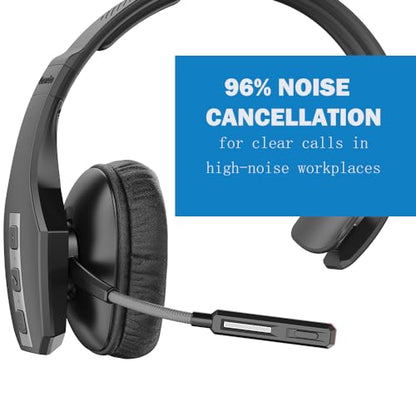 Conambo Trucker Bluetooth Headset with CVC8.0 Three Microphone Noise Cancelling 35Hrs HD Talktime Wireless Handsfree Headset with Mute Button for Driver Office