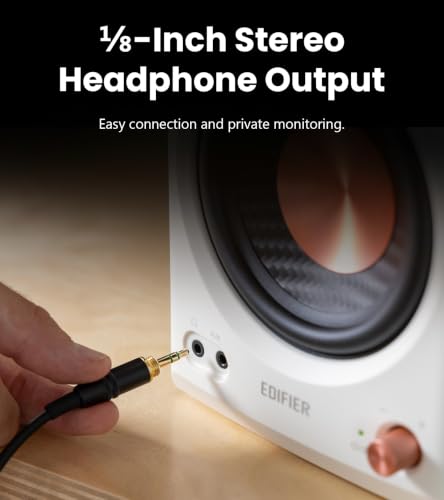 Edifier MR4.5 Bi-Amped Studio Monitor, 80W RMS Bookshelf Speakers - White | 4.5" Woofer 1" Silk Tweeter Hi-Res Audio Bluetooth 6.0 LDAC XLR/TRS/RCA/AUX Input Music Production Video Editing Home Audio - color: White
