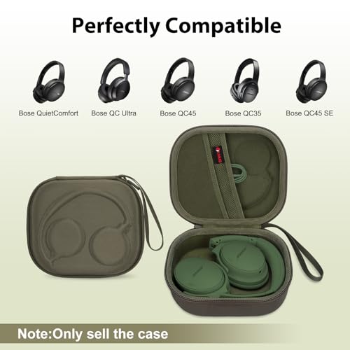 XANAD Hard Case for Bose QuietComfort, QC Ultra, QC 45, QC 35, QC45 SE, QC SE or Skullcandy Crusher Evo, Hesh ANC, Hesh Evo, Crusher ANC 2, Crusher, Riff 2 Noise Headphones, Green - color: Green