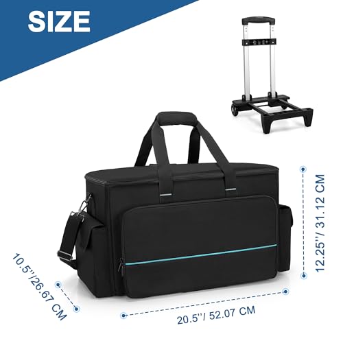 HODRANT Large Rolling DJ Cable Bag with Detachable Trolley & Divider | Padded Gig Bag, Music Gear Case with Multi Pockets for 15.6" Laptop, DJ Gear, Musical Instrument, Sound Equipment Storage