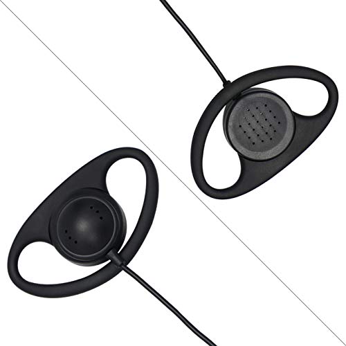 Listen Only 이어피스 3.5mm 1핀 부드러운 고무 D 모양 클립 이어 라디오 이어피스 헤드셋 스피커 마이크용 모토로라 켄우드 Baofeng 양방향 라디오와 호환 (5팩)