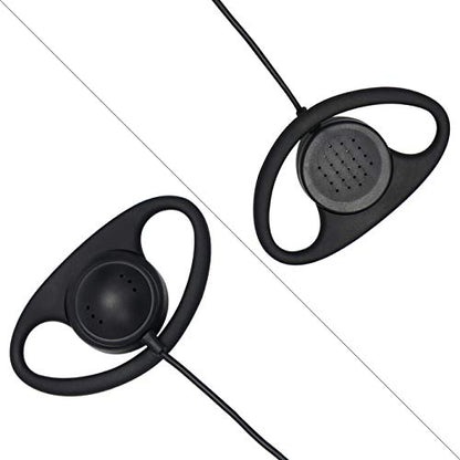 2 Pin D Shape Earpiece for Motorola Radios, Walkie Talkie Headset with Mic PTT, ONLY Compatible with CP200 GP2000 XU1100 PRO1150 MU12 Two Way Radio, Pack of 2